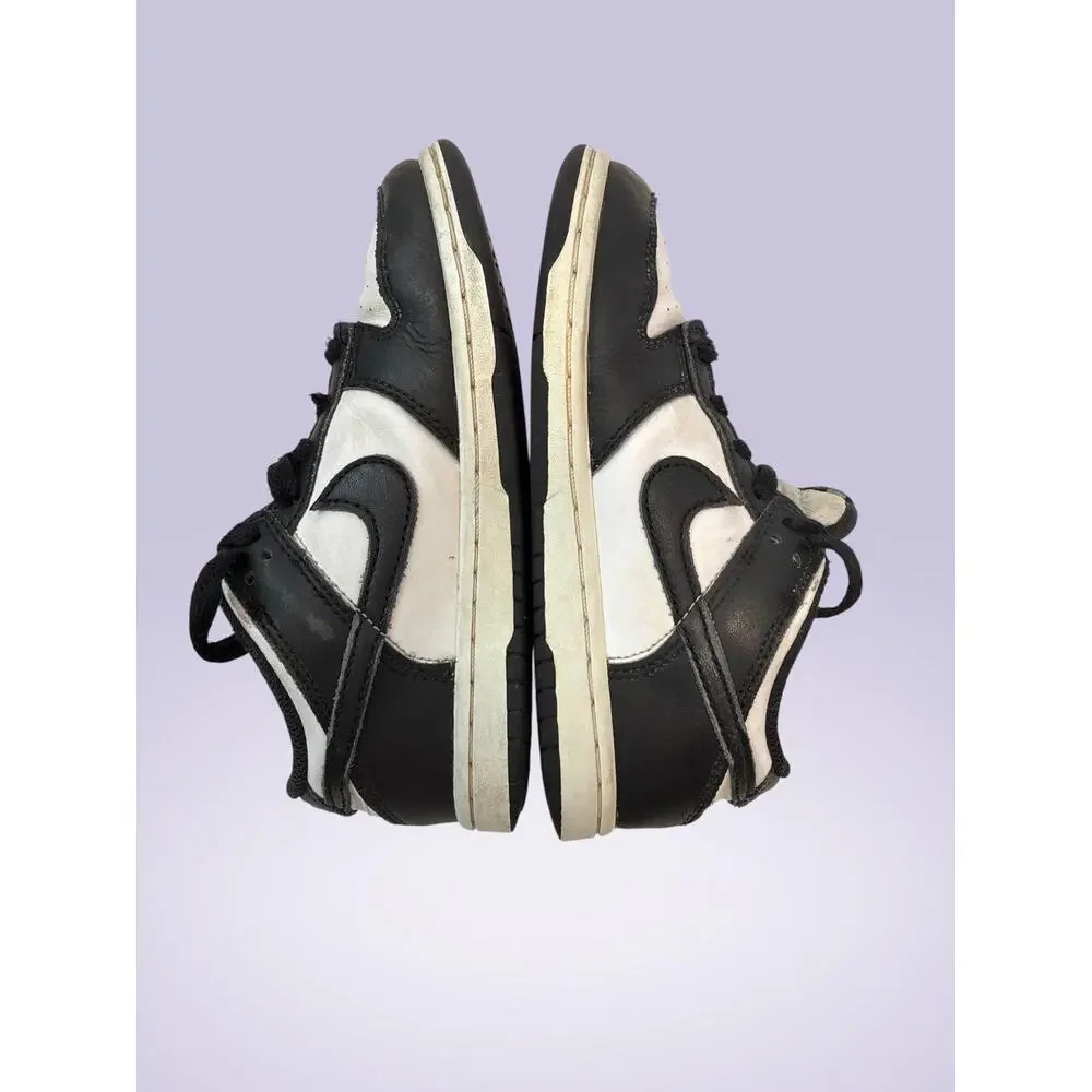 Nike Dunk Low Unisex Kids Sneakers Black/White Leather Lace Up Low Top US 13